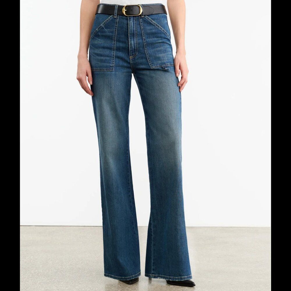 Nili Lotan Quentin Straight Leg Jeans Classic Wash Size 31 Designer Denim